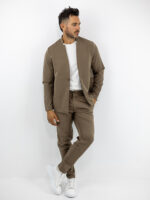 Σακάκι Regular Fit Μονόκουμπο & Παντελόνι Jogger Loose Fit Καφέ