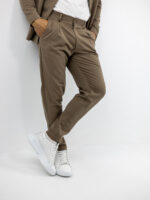 Σακάκι Regular Fit Μονόκουμπο & Παντελόνι Jogger Loose Fit Καφέ