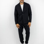 Σακάκι Regular Fit Μονόκουμπο & Παντελόνι Jogger Loose Fit Καί Λάστιχο Πίσω Μαύρο