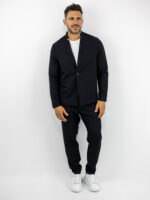 Σακάκι Regular Fit Μονόκουμπο & Παντελόνι Jogger Loose Fit Καί Λάστιχο Πίσω Μαύρο