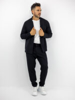 Σακάκι Regular Fit Μονόκουμπο & Παντελόνι Jogger Loose Fit Καί Λάστιχο Πίσω Μαύρο