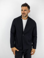 Σακάκι Regular Fit Μονόκουμπο & Παντελόνι Jogger Loose Fit Καί Λάστιχο Πίσω Μαύρο
