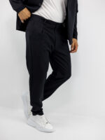 Σακάκι Regular Fit Μονόκουμπο & Παντελόνι Jogger Loose Fit Καί Λάστιχο Πίσω Μαύρο