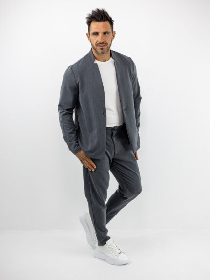 Σακάκι Regular Fit Μονόκουμπο & Παντελόνι Jogger Loose Fit Γκρί