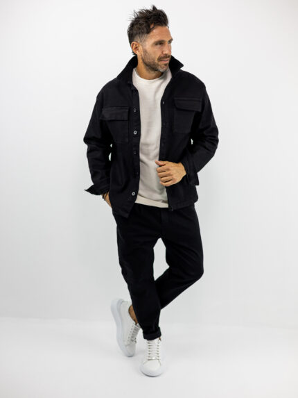 Jean Πουκάμισο Oversized Μαύρο & Παντελόνι Jean Regular Fit Μαύρο