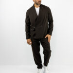 Παντελόινι Jogger Loose Fit & Σακάκι Overshirt Καφέ