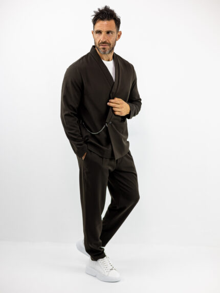 Παντελόινι Jogger Loose Fit & Σακάκι Overshirt Καφέ