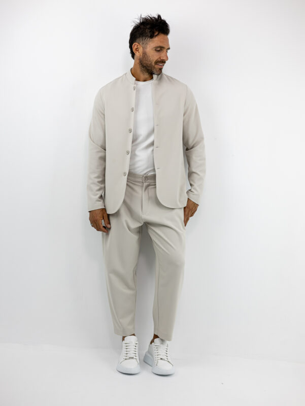 Παντελόνι Jogger Loose Fit & Σακάκι Overshirt Regular Fit Stone