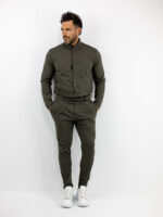 Παντελόνι Jogger Loose FIt & Πουκάμισο Μάο Γιακά Regular Fit Λαδί