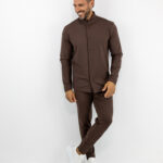 Παντελόνι Jogger Loose FIt & Πουκάμισο Μάο Γιακά Regular Fit Καφέ