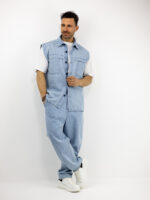 Jean Παντελόνι Baggy & Πουκάμισο Αμάνικο Oversized Σιέλ