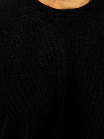 T-Shirt Oversized Πλεκτή Μονόχρωμη Μαύρη