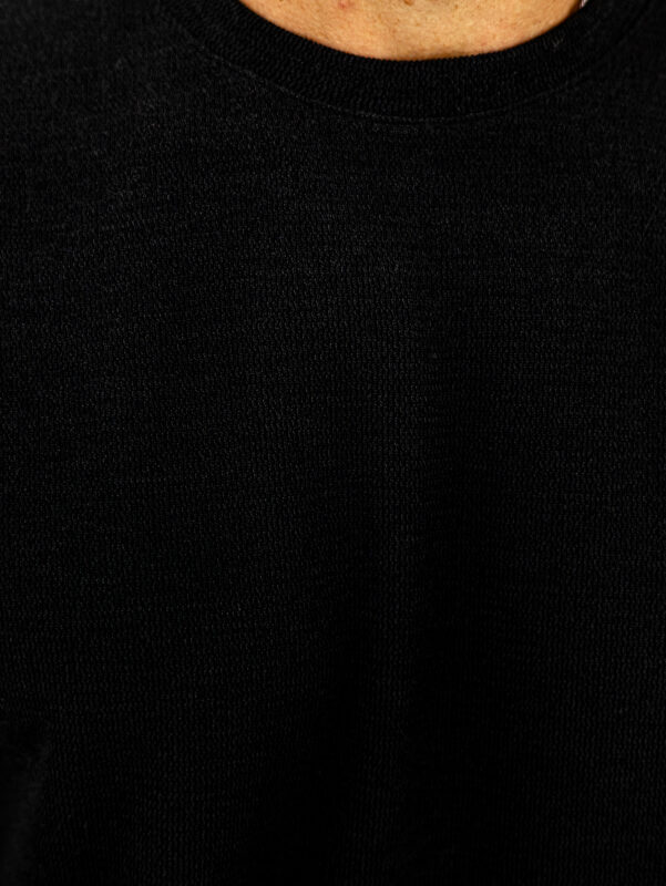 T-Shirt Oversized Πλεκτή Μονόχρωμη Μαύρη