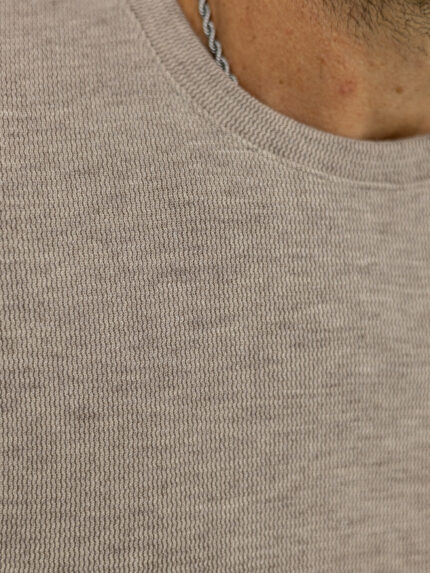 T-Shirt Oversized Πλεκτή Μονόχρωμη Μπέζ
