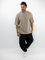 T-Shirt Oversized Πλεκτή Μονόχρωμη Μπέζ