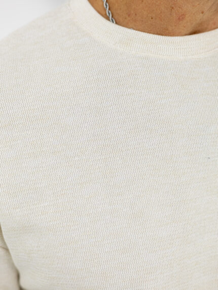 T-Shirt Oversized Πλεκτή Μονόχρωμη Εκρού