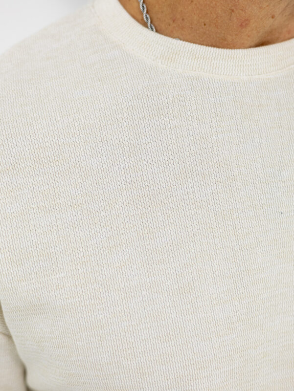 T-Shirt Oversized Πλεκτή Μονόχρωμη Εκρού