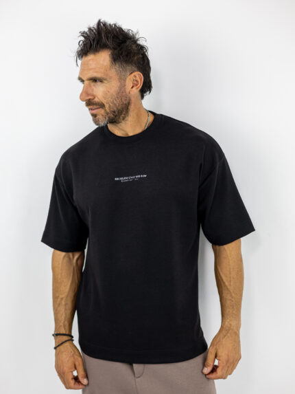 T-Shirt Oversized Μαύρο & Στάμπα Πίσω