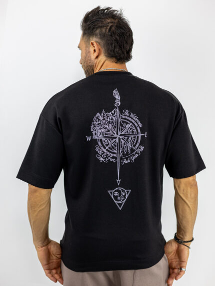 T-Shirt Oversized Μαύρο & Στάμπα Πίσω