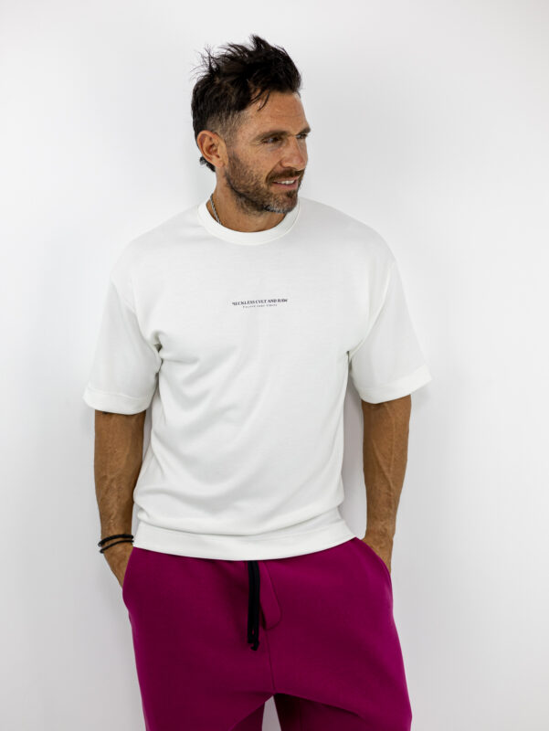 T-Shirt Oversized Λευκό & Στάμπα Πίσω