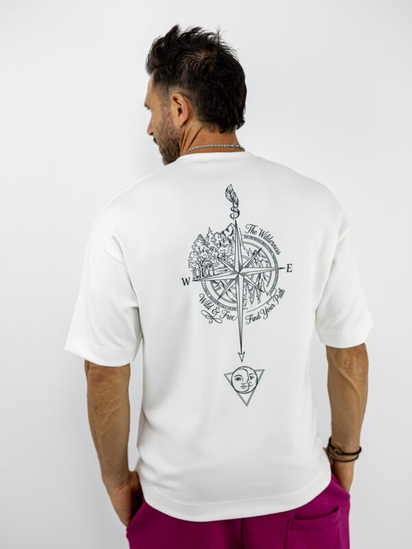 T-Shirt Oversized Λευκό & Στάμπα Πίσω