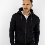Ζακέτα Oversized Με Κουκούλα Και Κέντημα Πίσω Μονοχρώμη Μαύρη