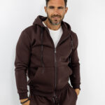 Ζακέτα Oversized Με Κουκούλα Και Κέντημα Πίσω Μονοχρώμη Καφέ