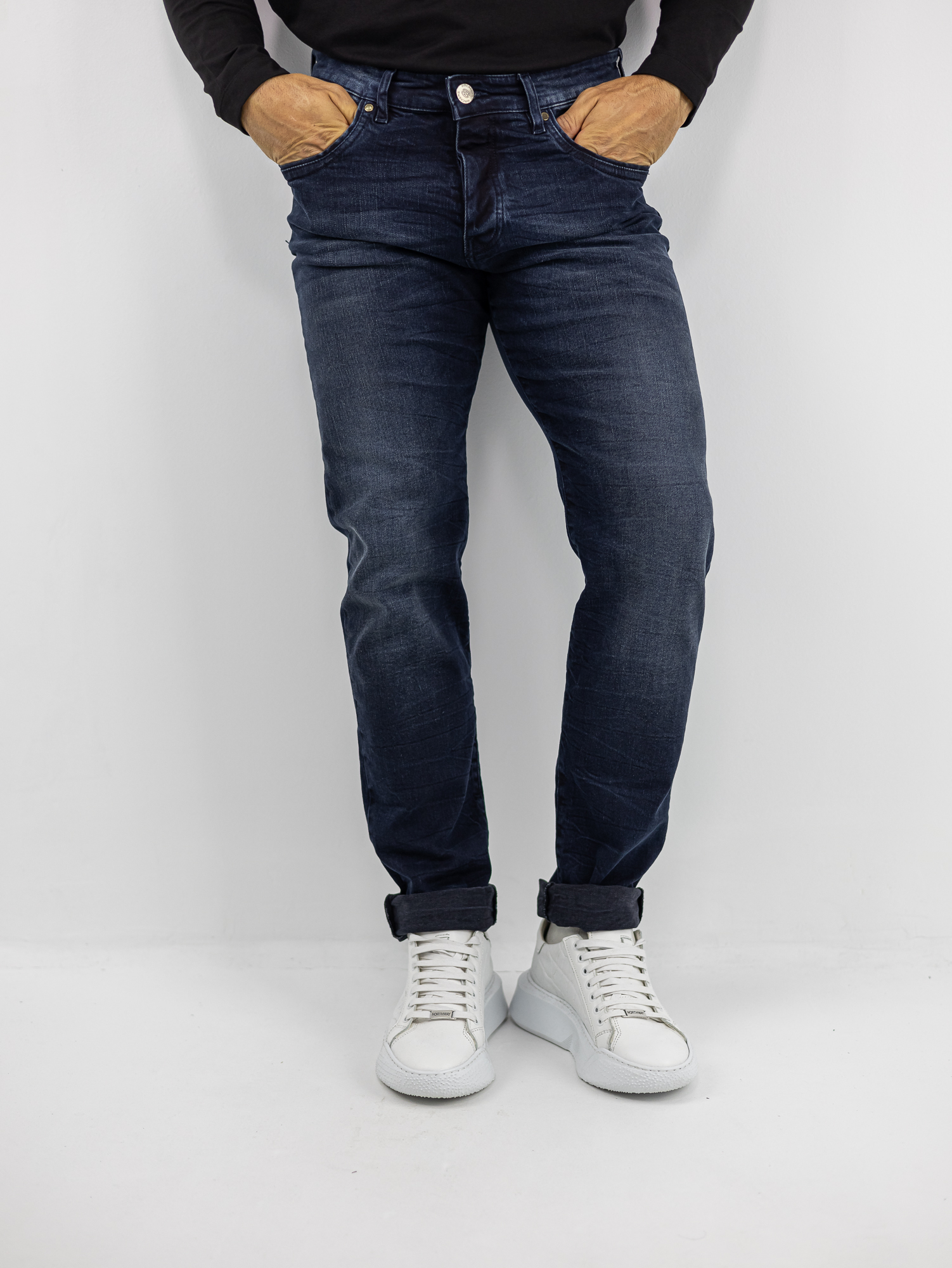 JEAN_HACKER_140135_MPLE_01.jpg Παντελόνι Jean Regular Fit Μπλέ