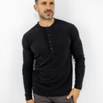 Μπλούζα Regular Fit Με Κουμπιά Μονόχρωμη Μακρύμανικο Μαύρη