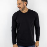 Μπλούζα Regular Fit Μακρύμανικο Και Κέντημα Πίσω Μονόχρωμη Μαύρη