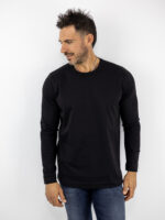 Μπλούζα Regular Fit Μακρύμανικο Και Κέντημα Πίσω Μονόχρωμη Μαύρη