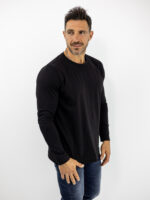 Μπλούζα Regular Fit Μακρύμανικο Και Κέντημα Πίσω Μονόχρωμη Μαύρη