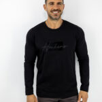 Μπλούζα Regular Fit Με Στάμπα Μπροστά Μονόχρωμη Μακρύμανικο Μαύρη