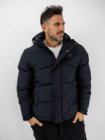 Μπουφάν Regular Fit Puffer & Κουκούλα Μαύρο