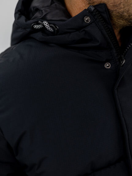 Μπουφάν Regular Fit Puffer & Κουκούλα Μαύρο
