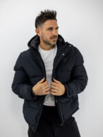 Μπουφάν Regular Fit Puffer & Κουκούλα Μαύρο