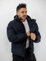 Μπουφάν Regular Fit Puffer & Κουκούλα Μαύρο