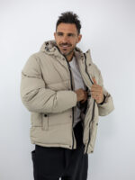 Μπουφάν Regular Fit Puffer & Κουκούλα Μπέζ