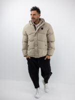 Μπουφάν Regular Fit Puffer & Κουκούλα Μπέζ