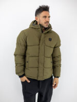 Μπουφάν Regular Fit Puffer & Κουκούλα Λαδί