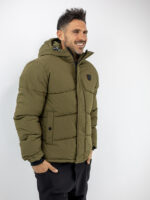 Μπουφάν Regular Fit Puffer & Κουκούλα Λαδί