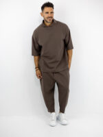 T-Shirt Oversized & Παντελόνι Jogger Balloon Καφέ