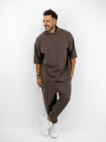 T-Shirt Oversized & Παντελόνι Jogger Balloon Καφέ