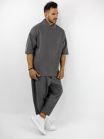 T-Shirt Oversized & Παντελόνι Jogger Balloon Μονόχρωμο Γκρί
