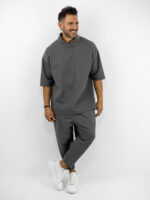 T-Shirt Oversized & Παντελόνι Jogger Balloon Μονόχρωμο Γκρί