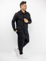 Πουκάμισο Oversized & Παντελόνι Jogger Balloon Μονόχρωμο Μαύρο