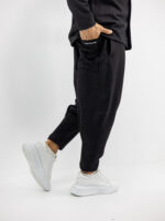 Πουκάμισο Oversized & Παντελόνι Jogger Balloon Μονόχρωμο Μαύρο