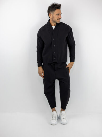 Σακάκι Oversized & Παντελόνι Jogger Balloon Με Τσέπες Στο Πλάι Μαύρο