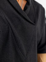 T-shirt Oversized Με Γιακά 3/4 Μανίκι & Παντελόνι Baggy Με Πιέτα Μαύρο