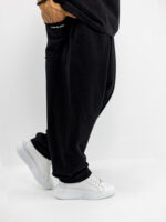 T-shirt Oversized Με Γιακά 3/4 Μανίκι & Παντελόνι Baggy Με Πιέτα Μαύρο